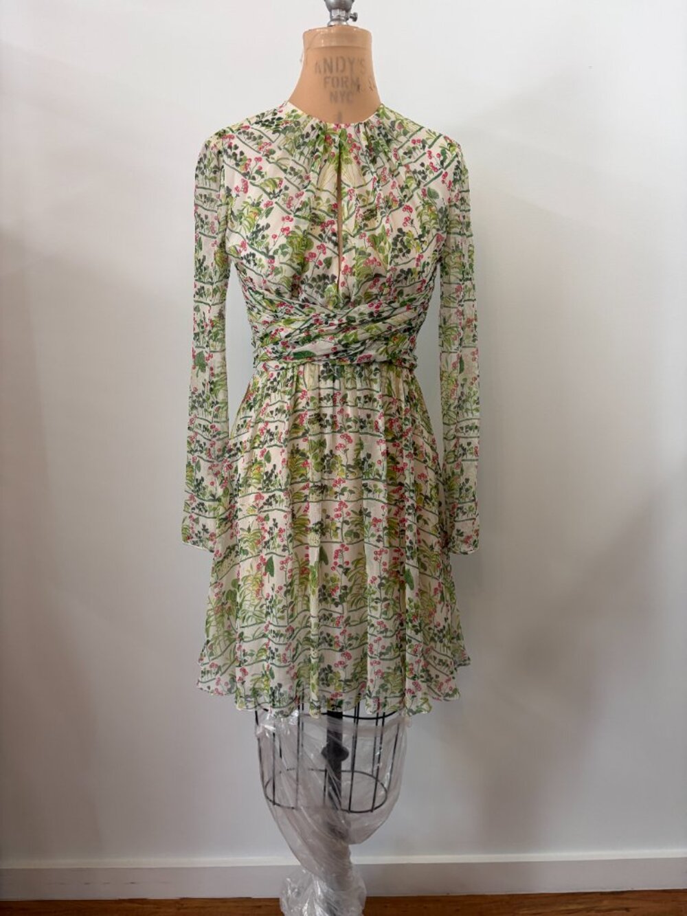 Giambattista Valli Leafy Floral print Long-Sleeve Dress - IT Size 42 (US Sz 6)
